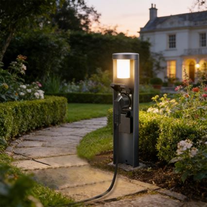 Brilagi - Außenleuchte mit 2 SCHUKO-Steckdosen PILLAR 1xG9/11W/230V IP44 Anthrazit