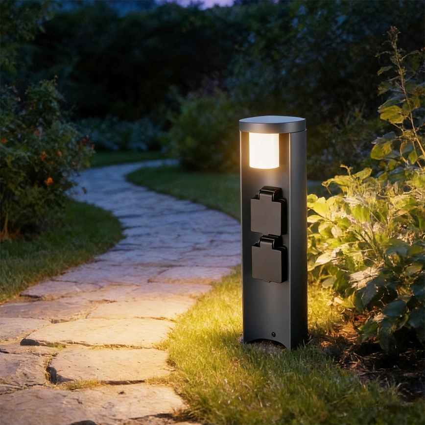 Brilagi - Außenleuchte mit 2 SCHUKO-Steckdosen PILLAR 1xG9/11W/230V IP44 Anthrazit