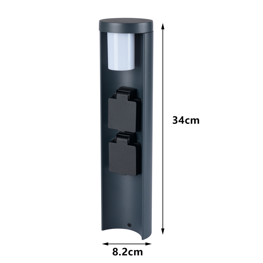 Brilagi - Außenleuchte mit 2 SCHUKO-Steckdosen PILLAR 1xG9/11W/230V IP44 Anthrazit