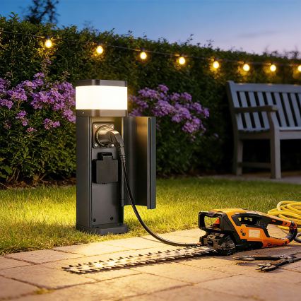 Brilagi - Außenleuchte mit 2 SCHUKO-Steckdosen PILLAR 1xG9/11W/230V IP44 anthrazit