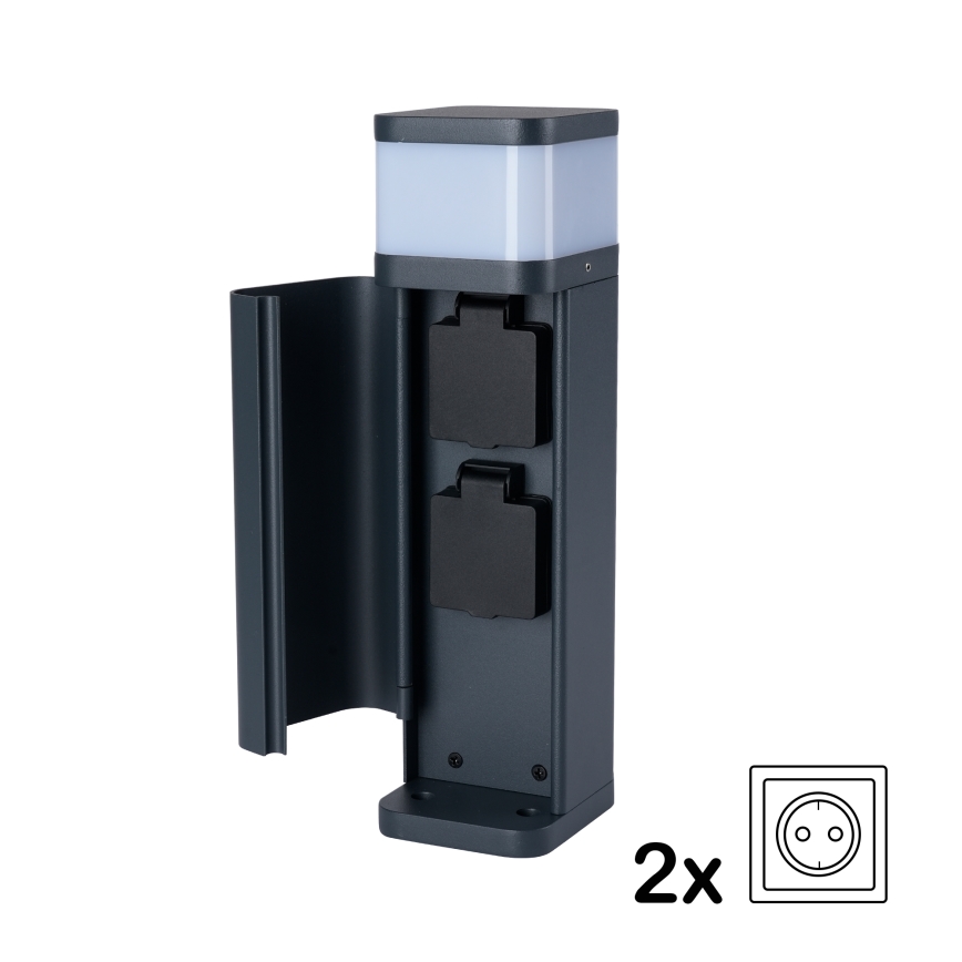 Brilagi - Außenleuchte mit 2 SCHUKO-Steckdosen PILLAR 1xG9/11W/230V IP44 anthrazit