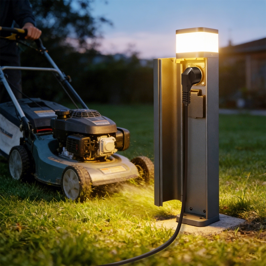 Brilagi - Außenleuchte mit 2 Schuko-Steckdosen PILLAR 1xG9/11W/230V IP44 Anthrazit
