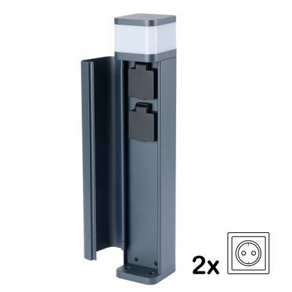 Brilagi - Außenleuchte mit 2 Schuko-Steckdosen PILLAR 1xG9/11W/230V IP44 Anthrazit