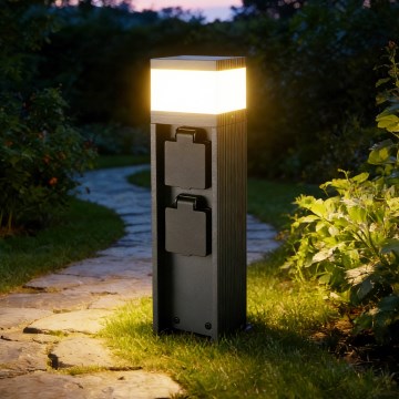 Brilagi - Außenleuchte mit 2 SCHUKO-Steckdosen PILLAR 1xG9/11W/230V IP44 anthrazit