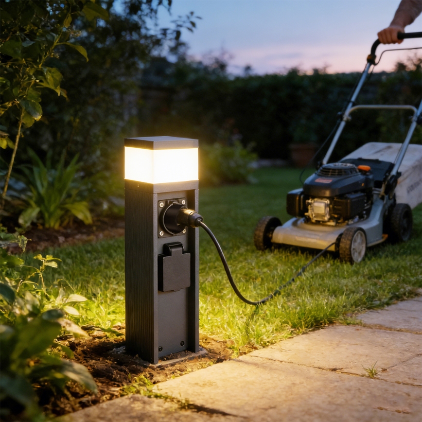 Brilagi - Außenleuchte mit 2 SCHUKO-Steckdosen PILLAR 1xG9/11W/230V IP44 anthrazit