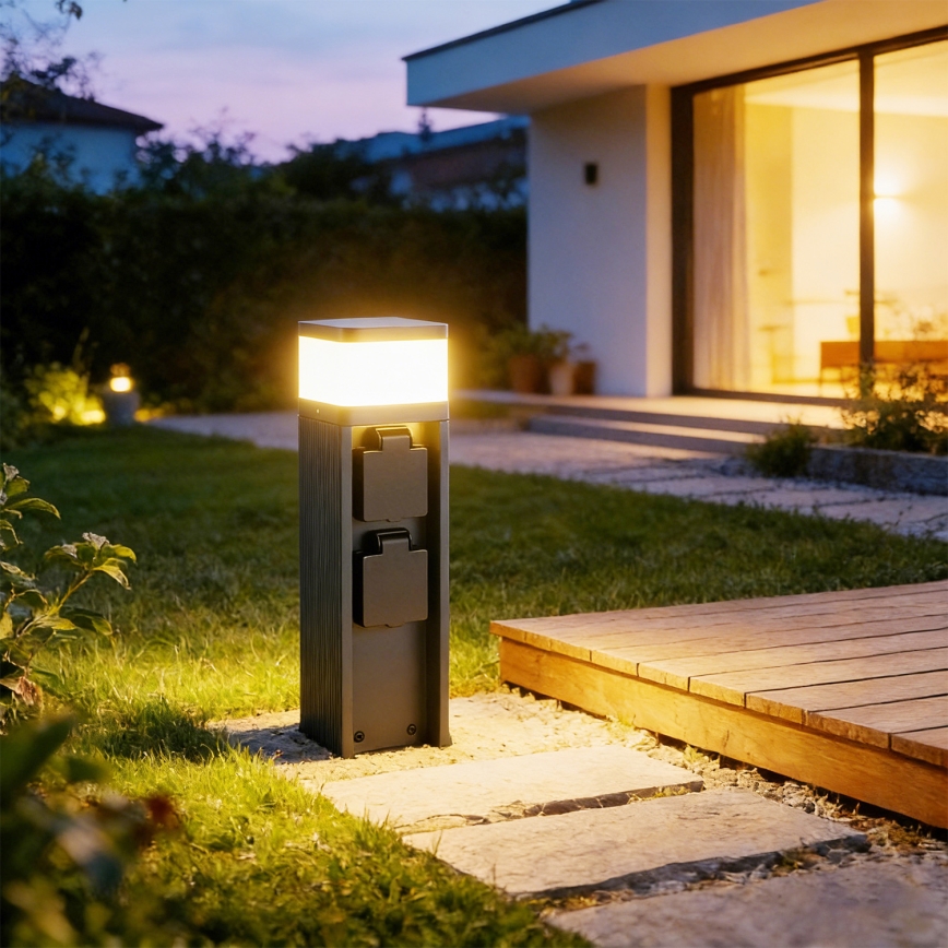 Brilagi - Außenleuchte mit 2 SCHUKO-Steckdosen PILLAR 1xG9/11W/230V IP44 anthrazit