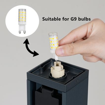 Brilagi - Außenleuchte mit 2 SCHUKO-Steckdosen PILLAR 1xG9/11W/230V IP44 anthrazit