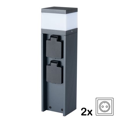 Brilagi - Außenleuchte mit 2 SCHUKO-Steckdosen PILLAR 1xG9/11W/230V IP44 anthrazit
