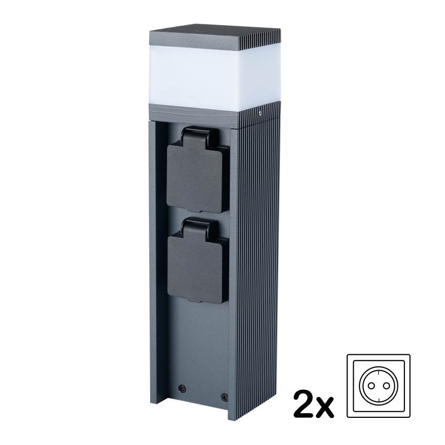 Brilagi - Außenleuchte mit 2 SCHUKO-Steckdosen PILLAR 1xG9/11W/230V IP44 anthrazit