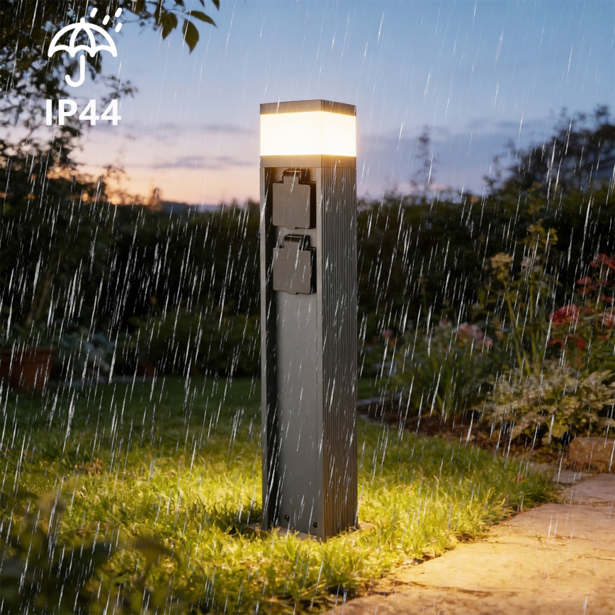 Brilagi - Außenleuchte PILLAR mit 2 SCHUKO‑Steckdosen, 1x G9/11W/230V, IP44, Anthrazit