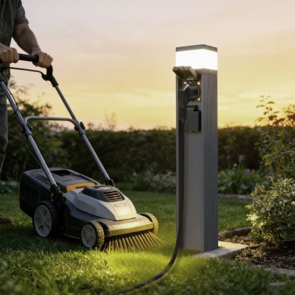 Brilagi - Außenleuchte PILLAR mit 2 SCHUKO‑Steckdosen, 1x G9/11W/230V, IP44, Anthrazit