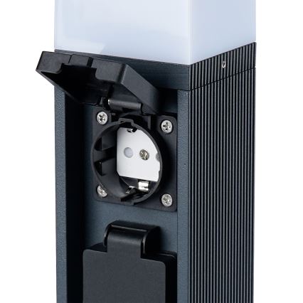 Brilagi - Außenleuchte PILLAR mit 2 SCHUKO‑Steckdosen, 1x G9/11W/230V, IP44, Anthrazit