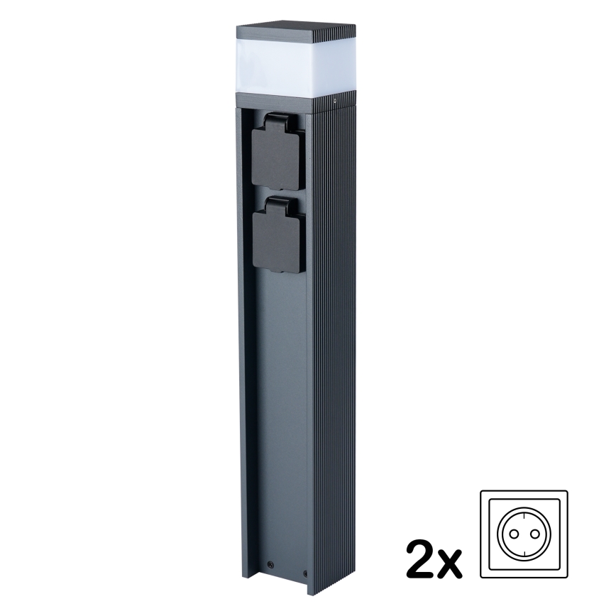 Brilagi - Außenleuchte PILLAR mit 2 SCHUKO‑Steckdosen, 1x G9/11W/230V, IP44, Anthrazit