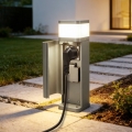 BRILAGI - Außenleuchte mit 2 SCHUKO-Steckdosen PILLAR 1xG9/11W/230V IP44 grau