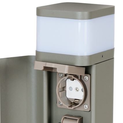 BRILAGI - Außenleuchte mit 2 SCHUKO-Steckdosen PILLAR 1xG9/11W/230V IP44 grau