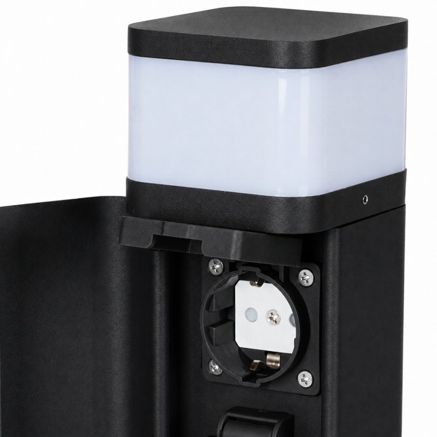 BRILAGI - Außenleuchte mit 2 SCHUKO-Steckdosen PILLAR 1xG9/11W/230V IP44 schwarz