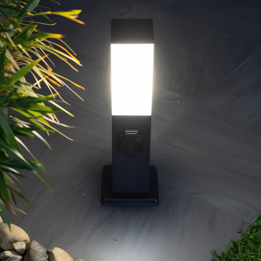 Brilagi - Außenleuchte mit 2 SCHUKO-Steckdosen NOVA 1xE27/15W/230V 40 cm IP44 schwarz