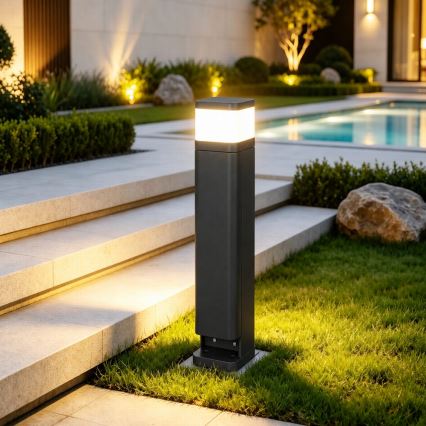 BRILAGI - Außenleuchte mit 2 Steckdosen SCHUKO PILLAR 1xG9/11W/230V IP44 schwarz