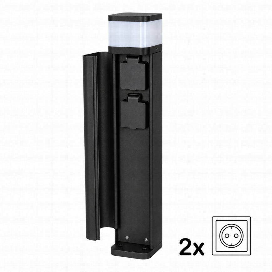 BRILAGI - Außenleuchte mit 2 Steckdosen SCHUKO PILLAR 1xG9/11W/230V IP44 schwarz