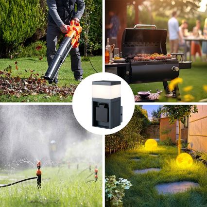 Brilagi - Außenwandleuchte mit SCHUKO-Steckdose PILLAR 1xG9/11W/230V IP44 anthrazit