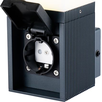 Brilagi - Außenwandleuchte mit SCHUKO-Steckdose PILLAR 1xG9/11W/230V IP44 anthrazit