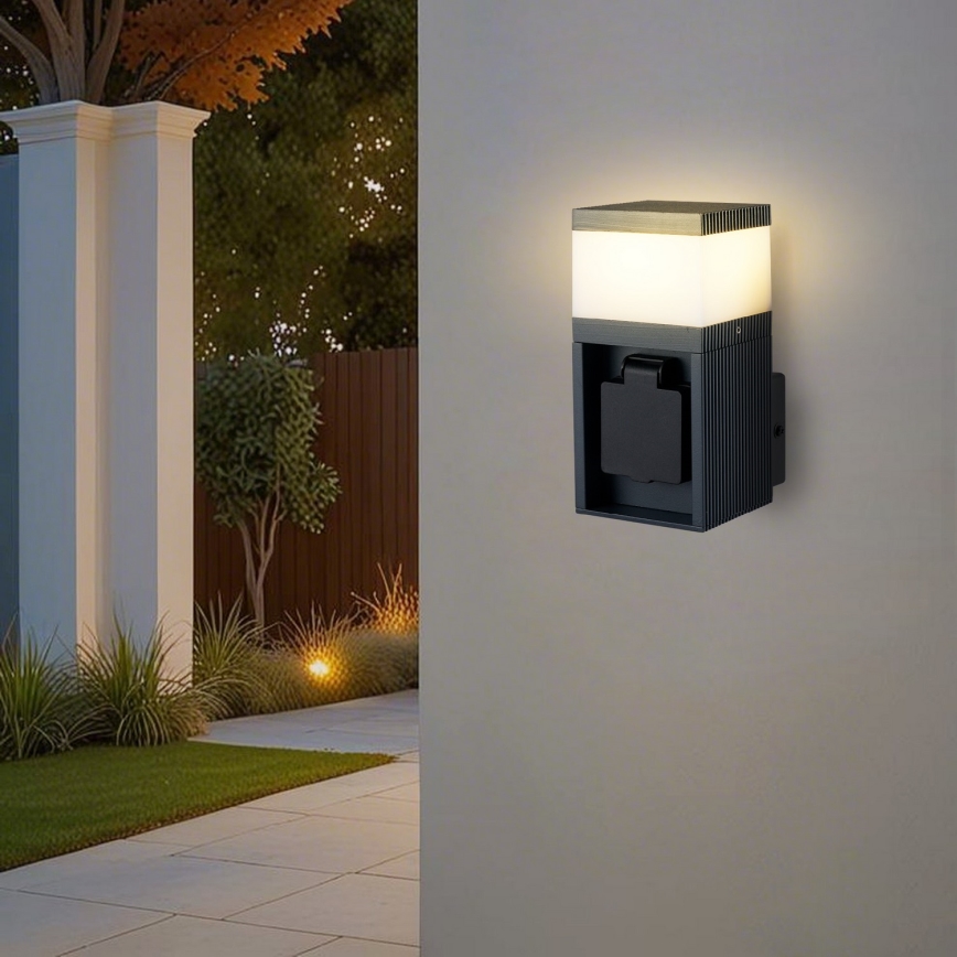 Brilagi - Außenwandleuchte mit SCHUKO-Steckdose PILLAR 1xG9/11W/230V IP44 anthrazit