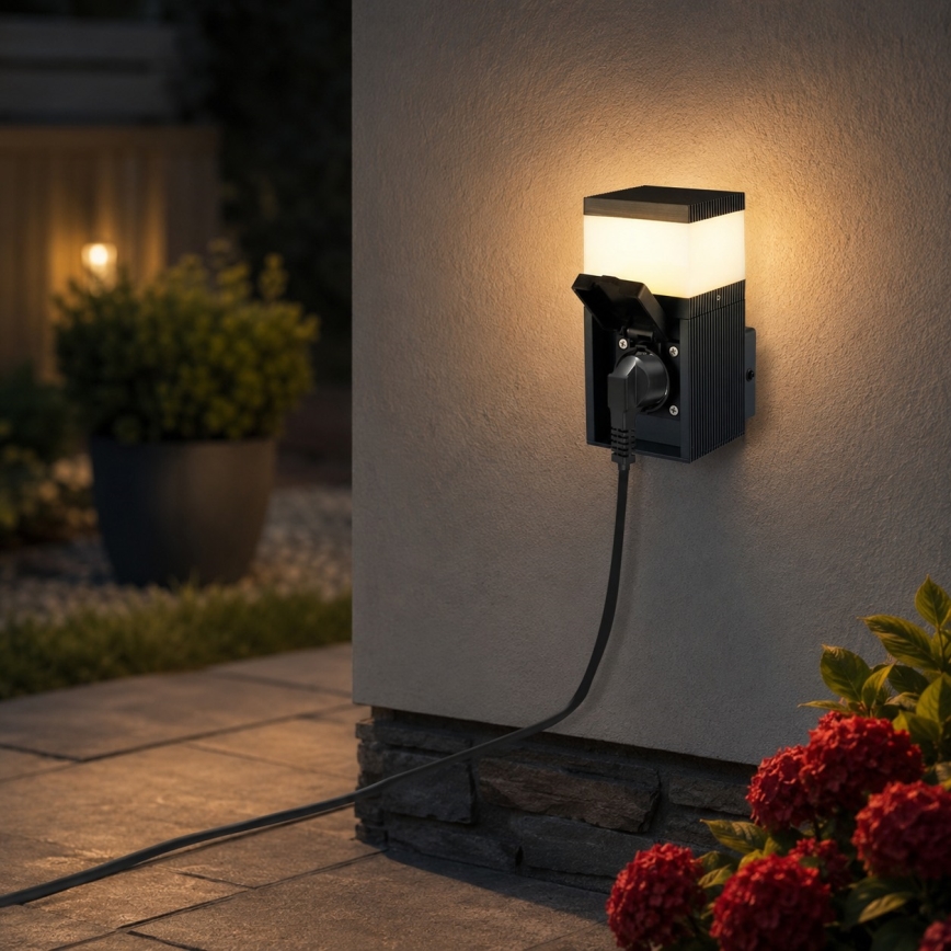 Brilagi - Außenwandleuchte mit SCHUKO-Steckdose PILLAR 1xG9/11W/230V IP44 anthrazit