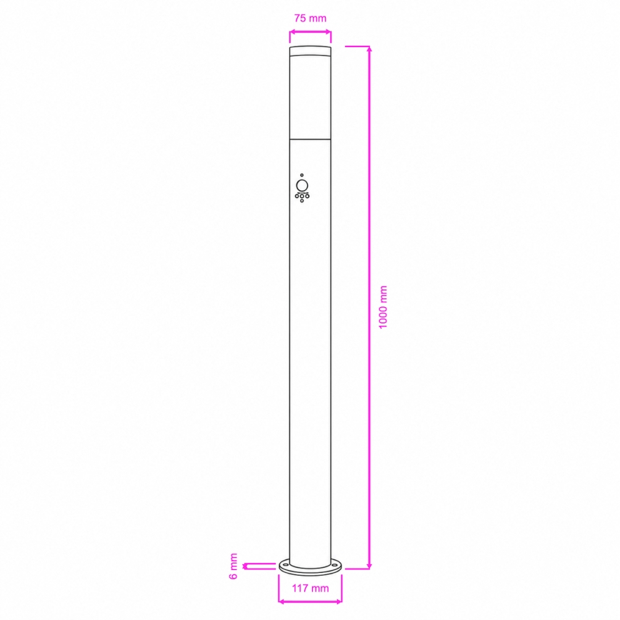 BRILAGI - Außenleuchte mit Bewegungsmelder ELIA 1xE27/20W/230V IP44 100 cm anthrazit