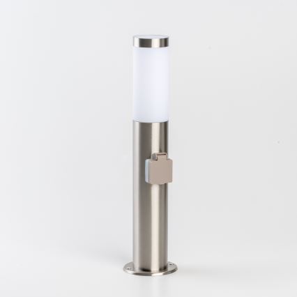 BRILAGI - Außenleuchte mit integrierter Steckdose ELIA 1x E27/20 W/230 V IP44 50 cm mattchrom