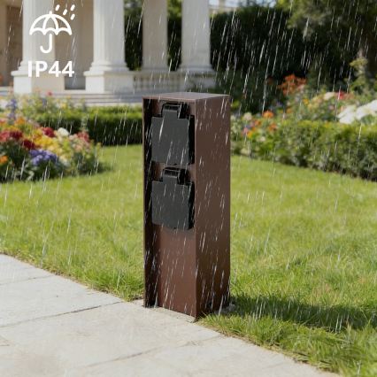 Brilagi - Außensteckdosensäule PILLAR 2Z SCHUKO 230V IP44 braun