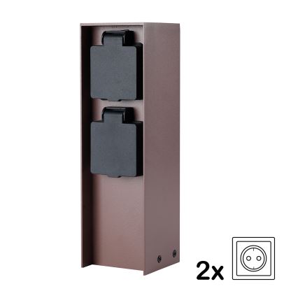 Brilagi - Außensteckdosensäule PILLAR 2Z SCHUKO 230V IP44 braun