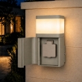 BRILAGI - Außenwandleuchte mit SCHUKO-Steckdose PILLAR 1xG9/11W/230V IP44 grau