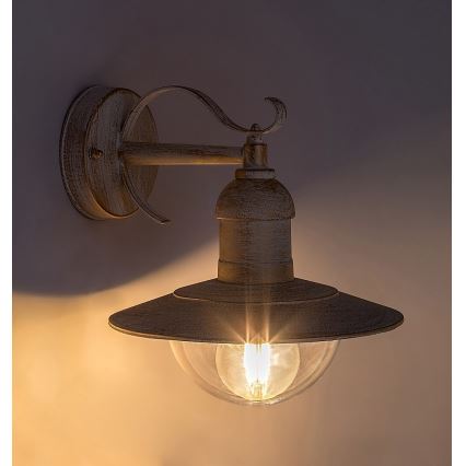 Brilagi - Außenwandleuchte MOLDE 1xE27/60W/230V IP44 weiß/patina