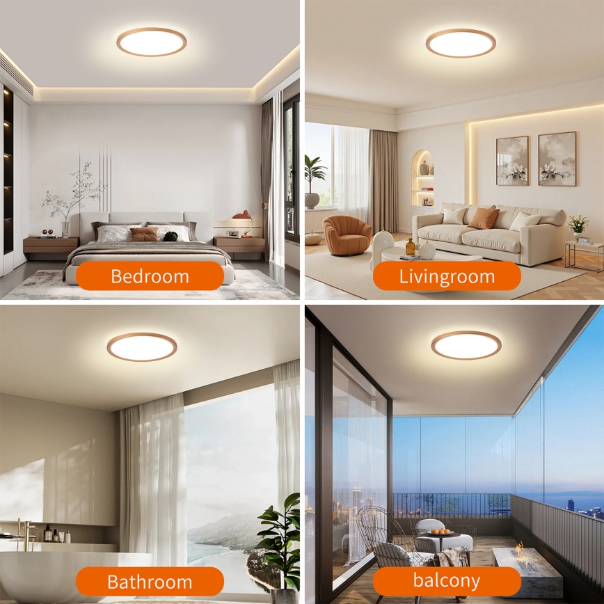 Brilagi - LED-Badezimmer-Deckenleuchte ULTRA SLIM LED/18W/230V Ø 30 cm Roségold IP54