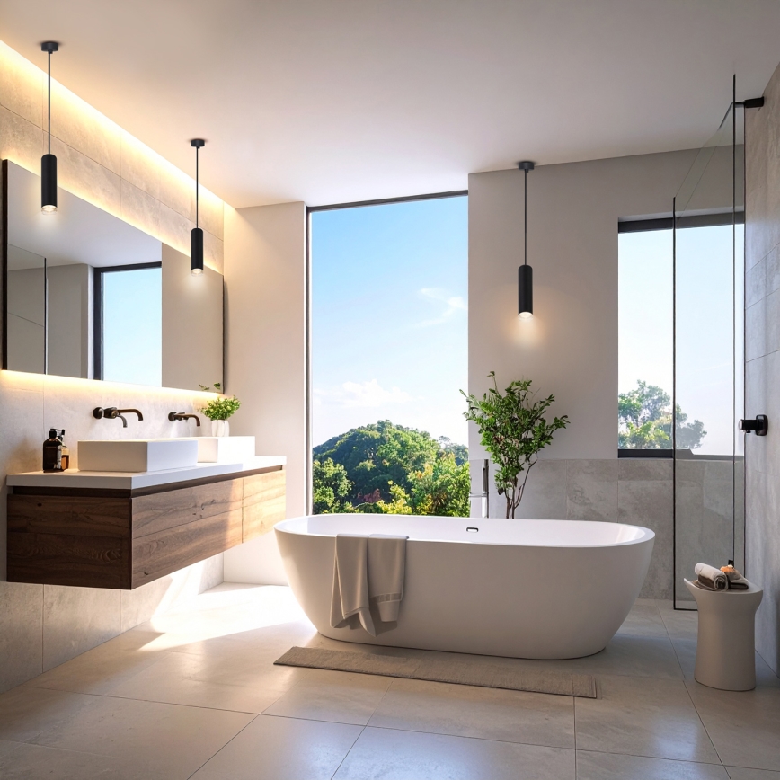 Brilagi - Badezimmer-Hängeleuchte SELE AQUA 1xGU10/30W/230V IP44 schwarz