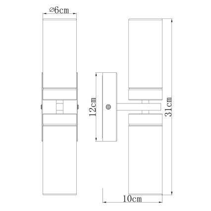 Brilagi - Badezimmer-Wandleuchte RAY 2xE14/40W/230V IP44