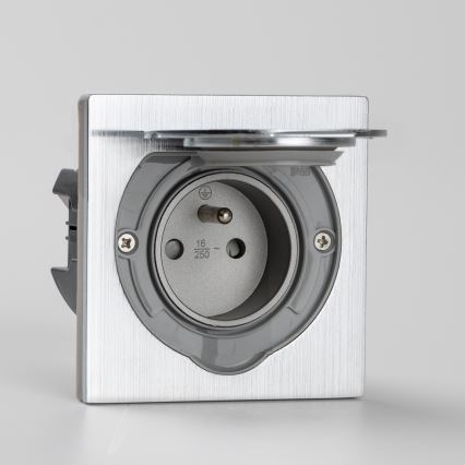 Brilagi - Boden-Einbausteckdose für den Outdoor-Bereich IP55 matt Chrom quadratisch