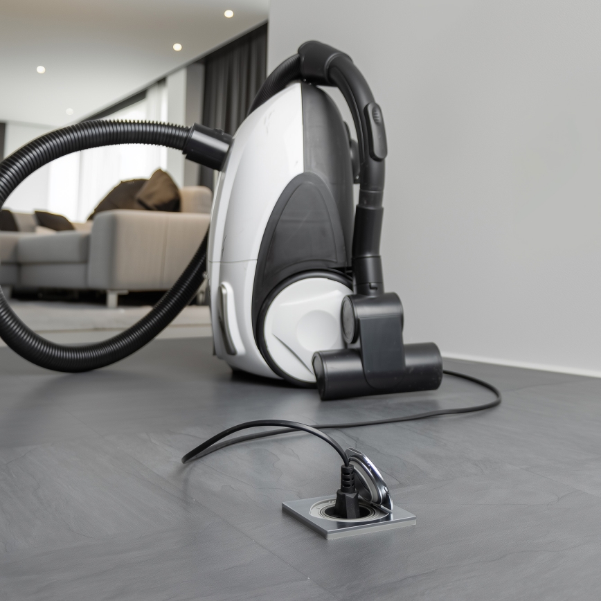 Brilagi - Boden-Einbausteckdose für den Outdoor-Bereich IP55 matt Chrom quadratisch
