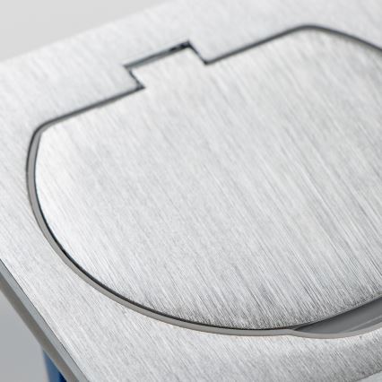 Brilagi - Boden-Einbausteckdose für den Outdoor-Bereich IP55 matt Chrom quadratisch