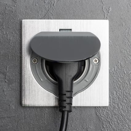 Brilagi - Boden-Einbausteckdose für den Outdoor-Bereich IP55 matt Chrom quadratisch