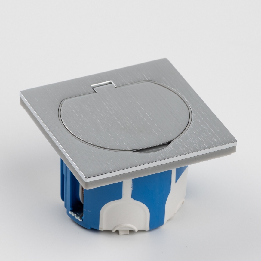 Brilagi - Boden-Einbausteckdose für den Outdoor-Bereich IP55 matt Chrom quadratisch