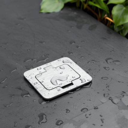 Brilagi - Boden-Einbausteckdose für den Außenbereich IP55 matt Chrom rechteckig