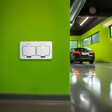 Brilagi - Bodeneinbau-Doppelsteckdose für den Außenbereich IP55 matt Chrom rechteckig