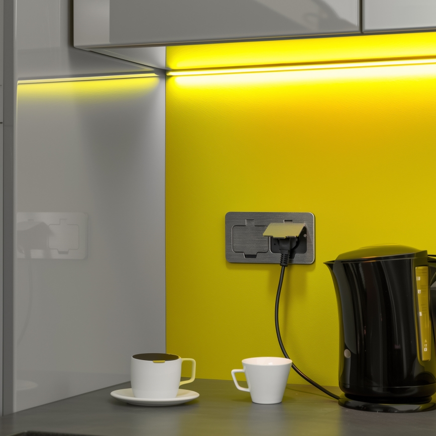 Brilagi - Bodeneinbau-Doppelsteckdose für den Außenbereich IP55 matt Chrom rechteckig