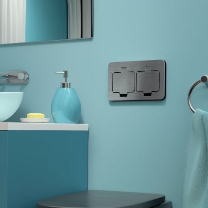 Brilagi - Bodeneinbau-Doppelsteckdose für den Außenbereich IP55 matt Chrom rechteckig
