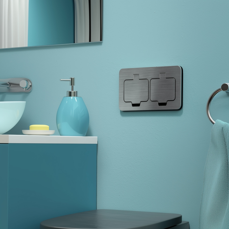 Brilagi - Bodeneinbau-Doppelsteckdose für den Außenbereich IP55 matt Chrom rechteckig