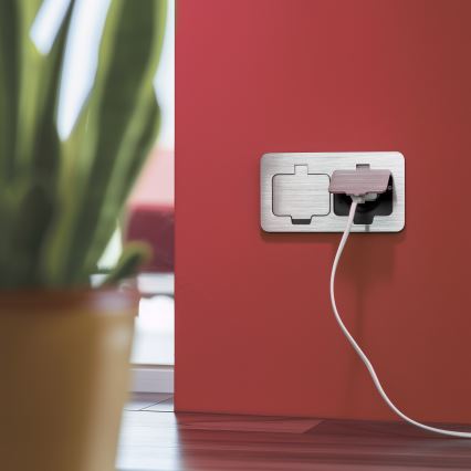 Brilagi - Bodeneinbau-Doppelsteckdose für den Außenbereich IP55 matt Chrom rechteckig