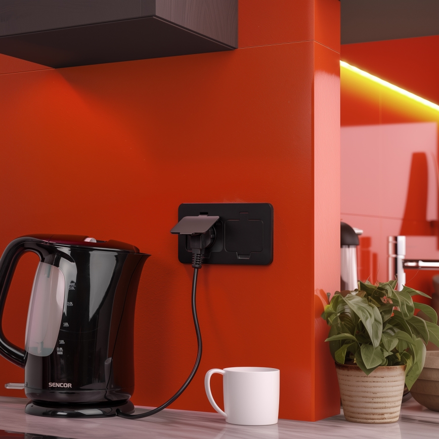 Brilagi - Bodeneinbaudoppelsteckdose für den Außenbereich IP55, schwarz, rechteckig