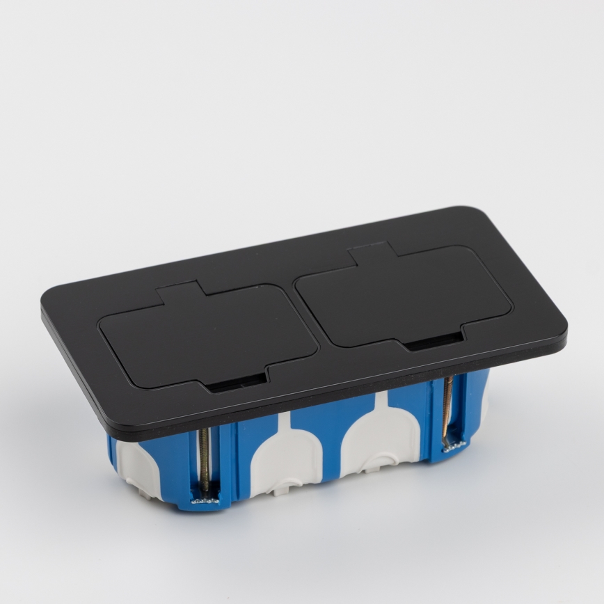 Brilagi - Bodeneinbaudoppelsteckdose für den Außenbereich IP55, schwarz, rechteckig