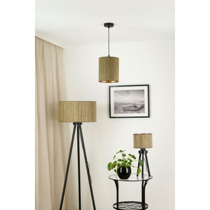 Brilagi - Hängeleuchte an Kabel BOSTON ROLLER 1xE27/15W/230V Ø 21 cm Stroh Braun/Gold